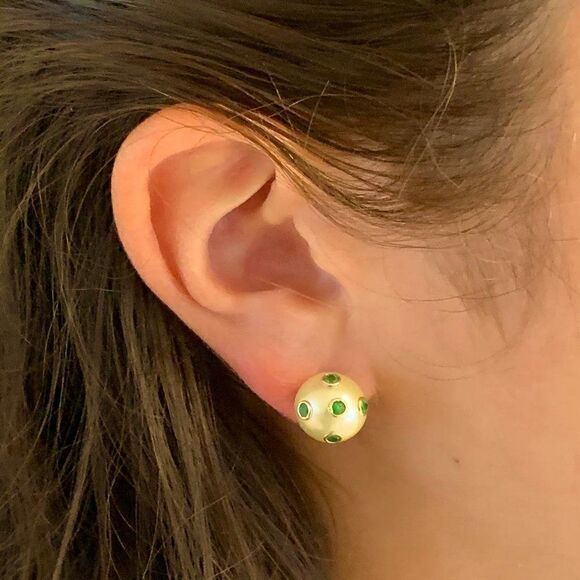 South Sea Pearl Emerald Earrings 18k Gold Certified $5,950 011911 - Picture 1 of 10